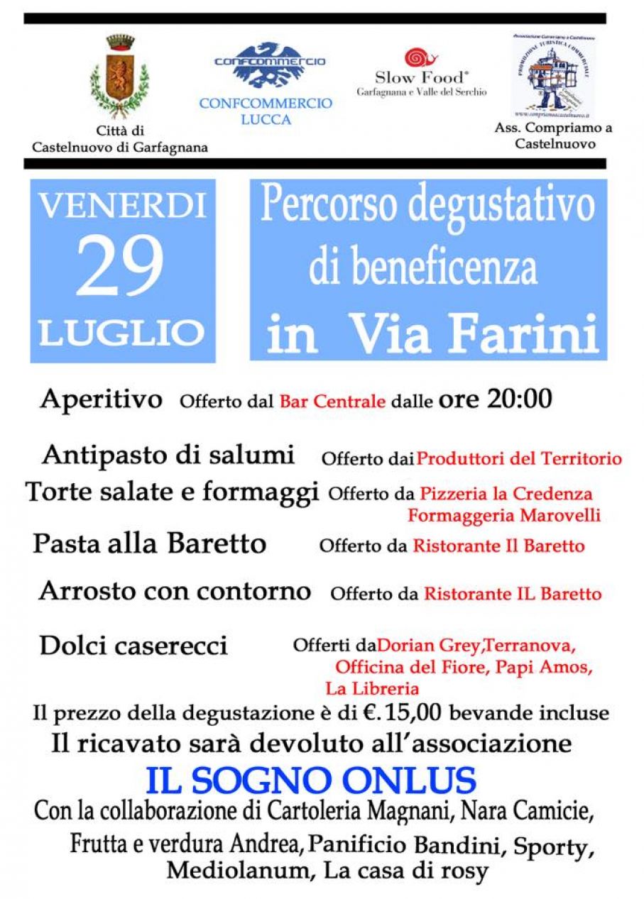 Cena di beneficenza in via Farini